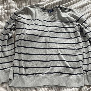 Nautica Gray and Navy Striped Sweater
